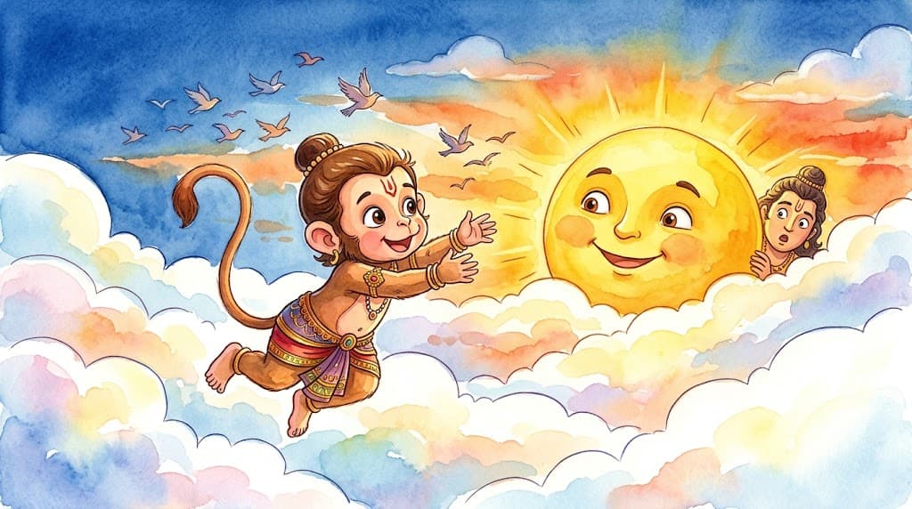 Baby Hanuman leaps at the sun