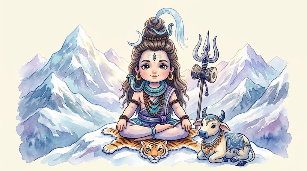 Shiva meditates on Kailash