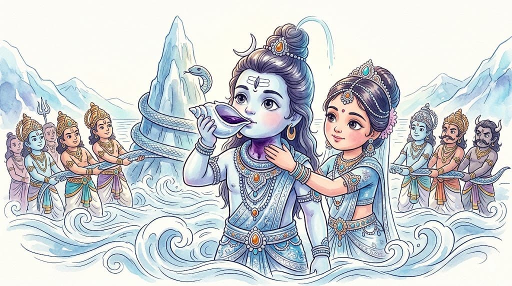 Shiva drinks the poison