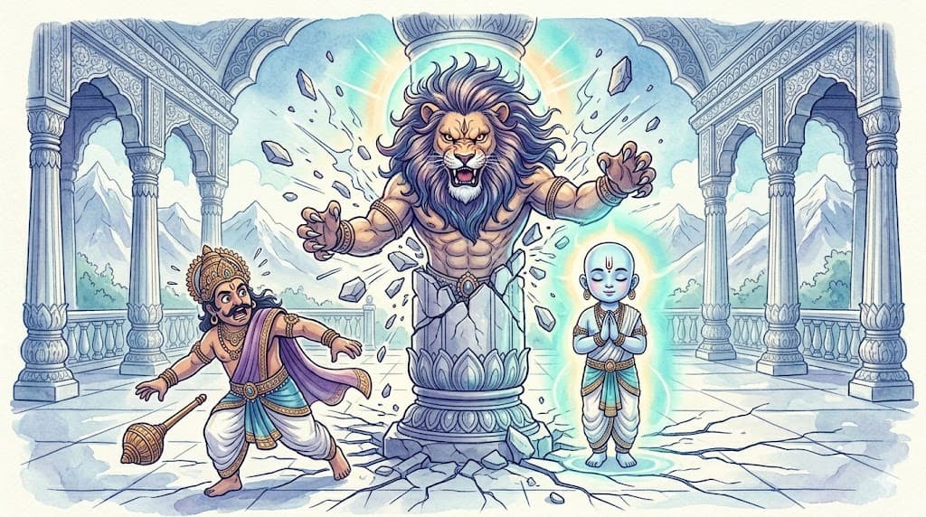 Narasimha protects Prahlada